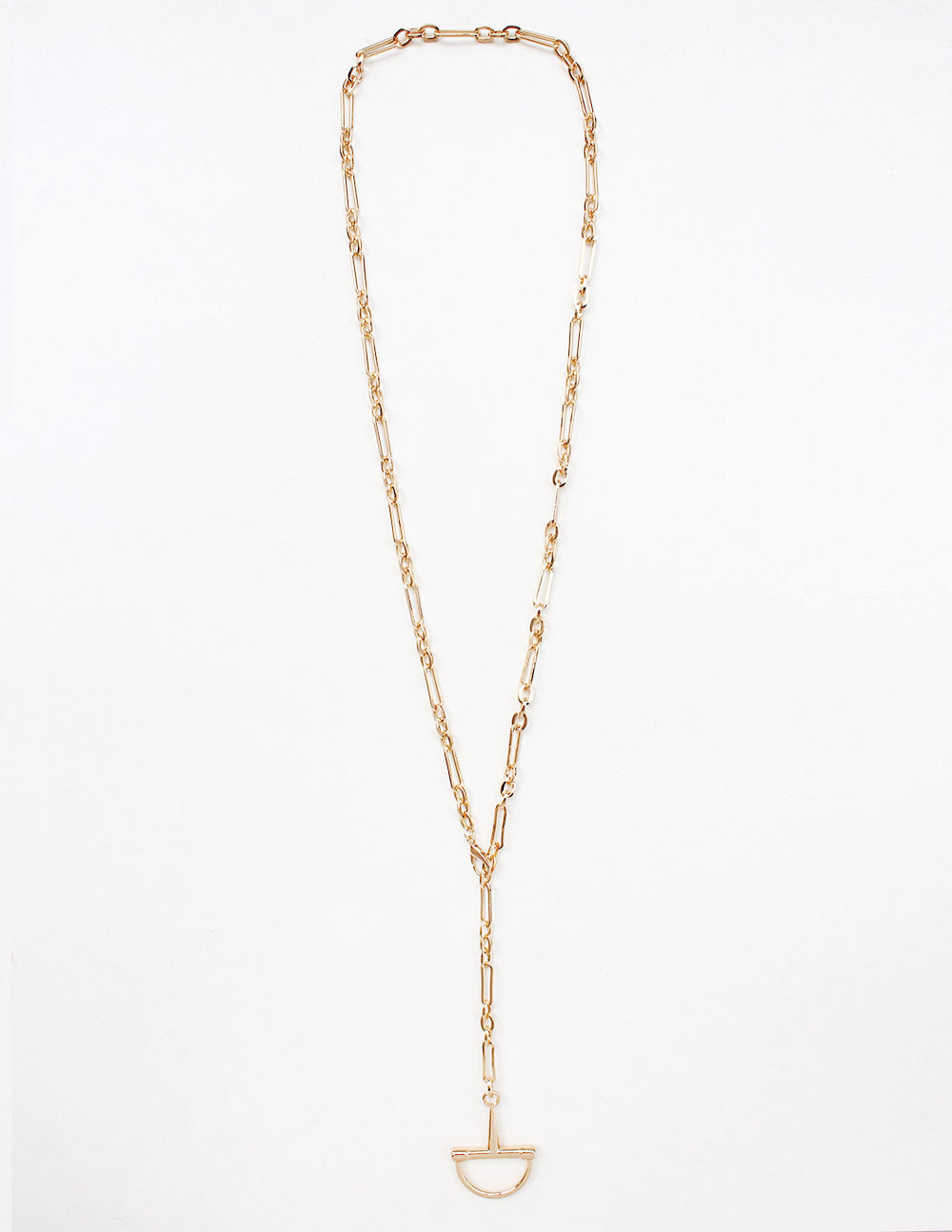 Gold Chain with Horsebit Y Drop 32" Necklace