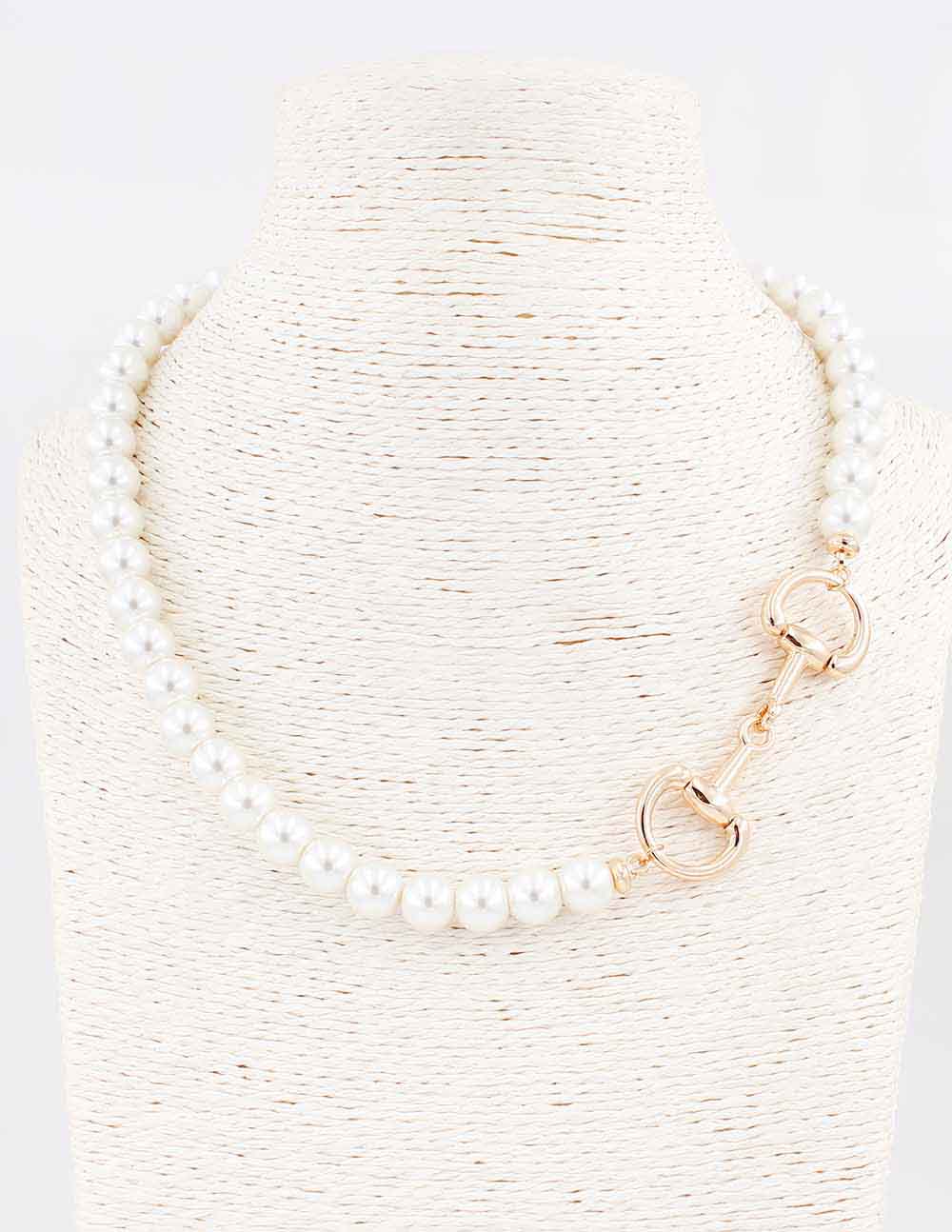 Freshwater Pearl with Gold Horsebit 16"-18" Necklace