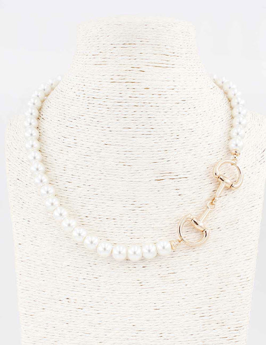 Freshwater Pearl with Gold Horsebit 16"-18" Necklace
