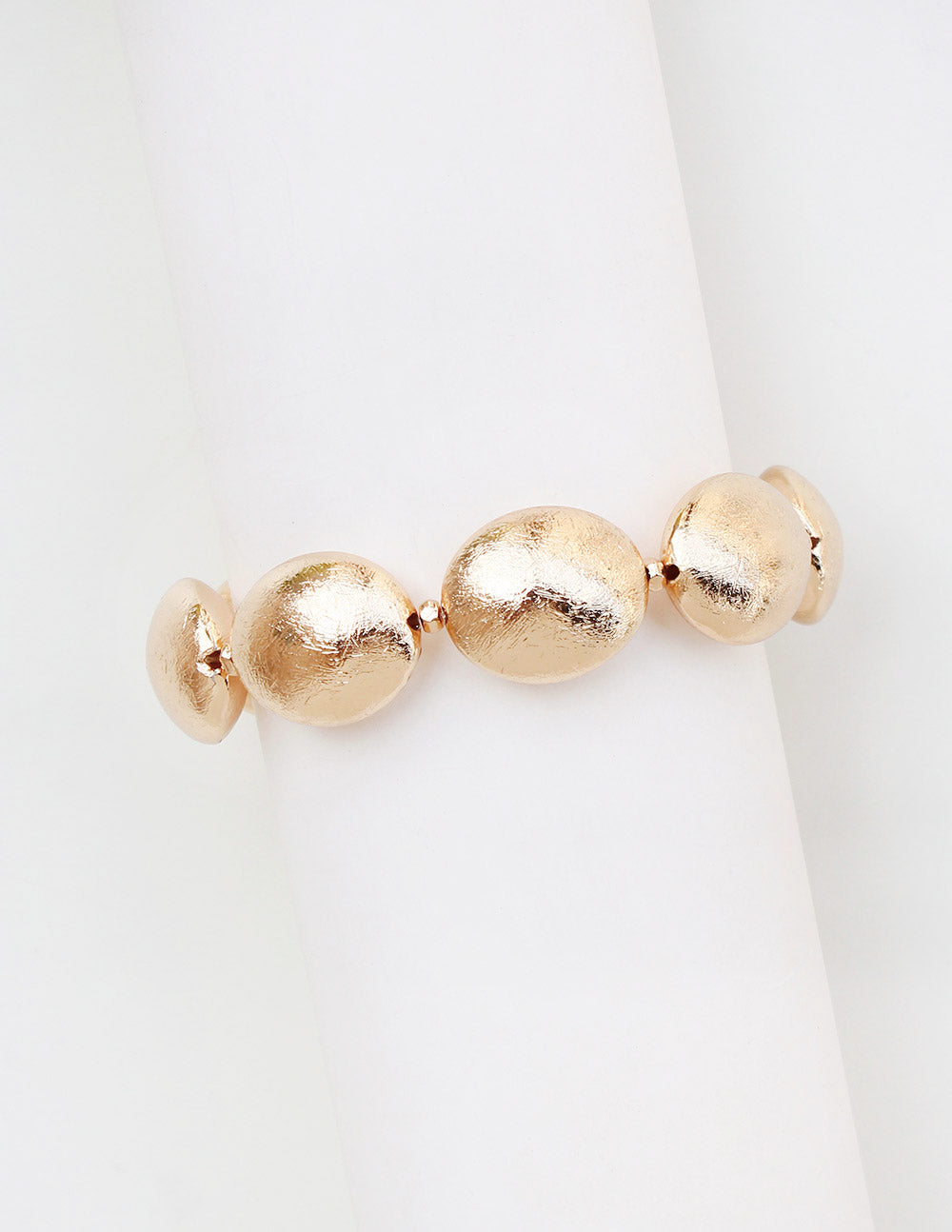 Gold Flat Beaded Stretch Bracelet