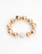 Textured Gold Beaded with Rhinestone Accent Stretch Bracelet