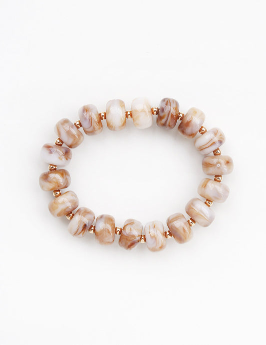 Natural/Brown Acrylic Oval Stretch Bracelet