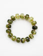Olive Green Acrylic Oval Beaded Stretch Bracelet