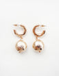 Gold Huggie Hoop with Textured Beaded Ball Accent 1.5" Earring