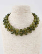 Triple Layered Olive Beaded Chunky 16"-18" Necklace