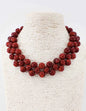 Triple Layered Maroon Beaded Chunky 16"-18" Necklace