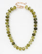 Olive Green Oval Beaded Chunky 16"-18" Necklace