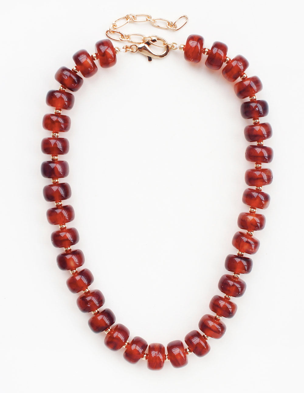 Tortoise Brown Acrylic Chunky Beaded 16"-18" Necklace