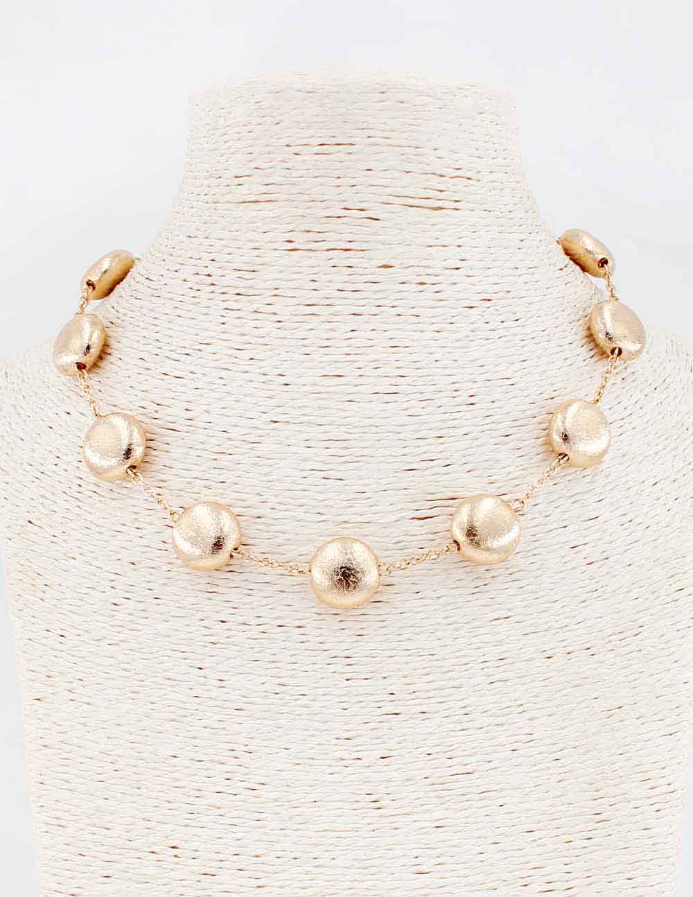Gold Flat Beaded 16"-17" Necklace
