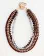 Multi Layered Grey Wood and Gold Beaded 16"-18" Necklace
