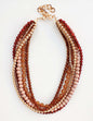 Multi Layered Brown Wood and Gold Beaded 16"-18" Necklace