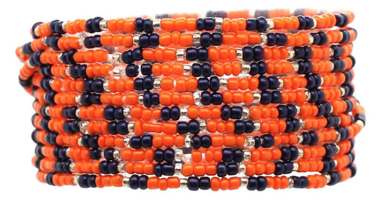 Multi Strand Stretch Bracelet Navy and Orange Gameday Bracelets