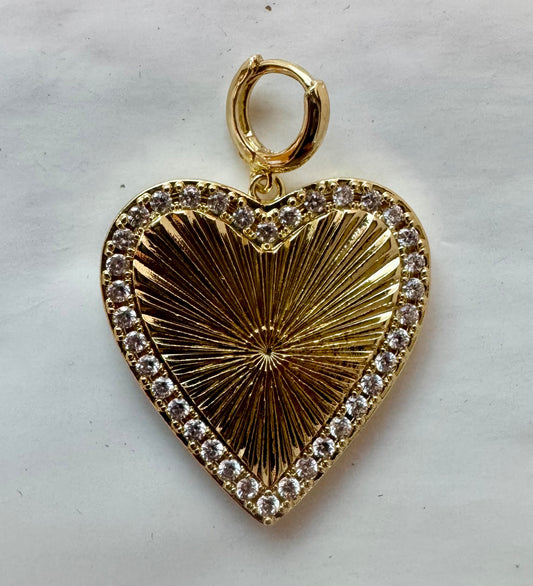 Rhinestone Heart Charm, Perfect for Scarf Necklaces.