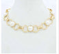 Gold Open Circles with Pearl 16"-18" Necklace